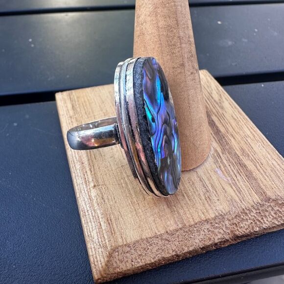 925 Sterling Plated Abalone Ring - Picture 7 of 10